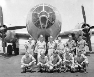 Clarence Allen with his fellow B-29 crew members, Okinawa, 1945.