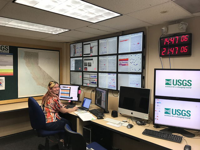 Alicia Hotovec-Ellis at USGS monitoring station.