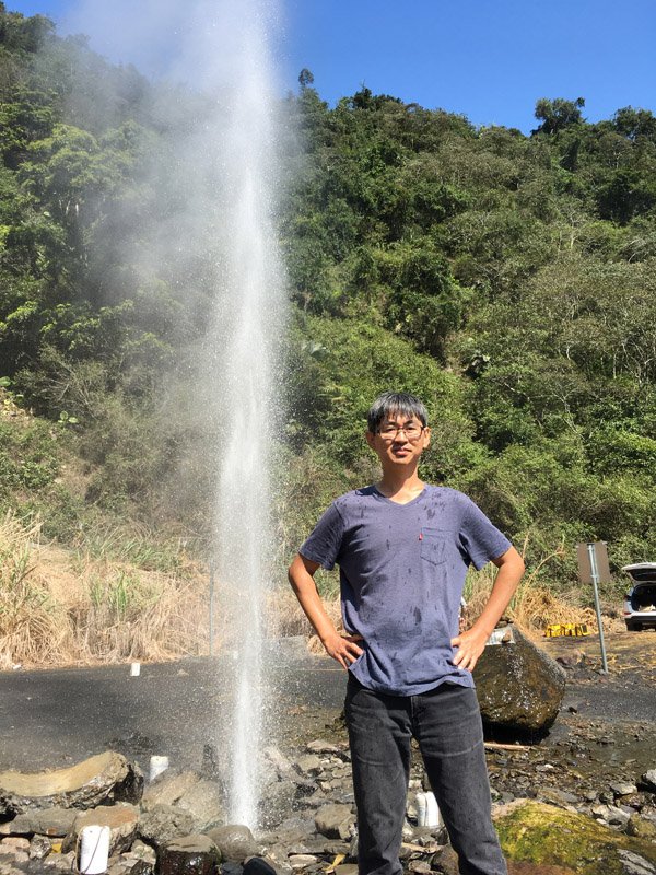 Fan-Chi Lin at geothermal spray in Taiwan.