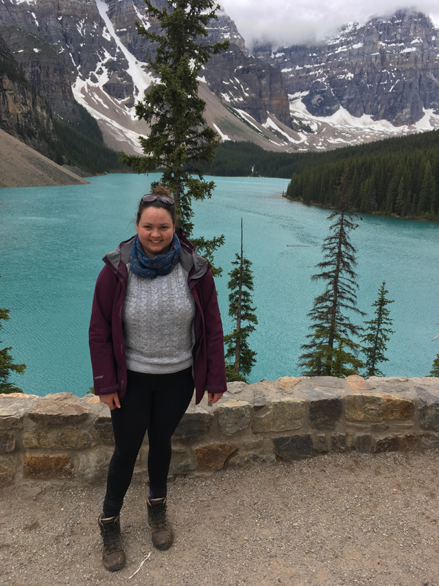 Rebecca Salvage at Moraine Lake in Canada.
