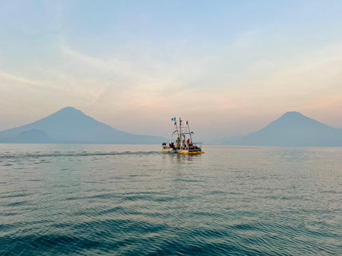 UWITEC coring platform in Lake Atitlan